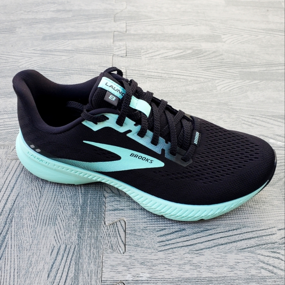 New Brooks launch 8 running sneaker Womens sz 7 Ebony black blue tint jogging